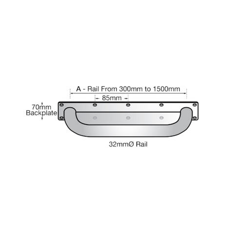 300mm Anti-Ligature Straight Grab Rail in Satin Stainless Steel - MLR327_AL