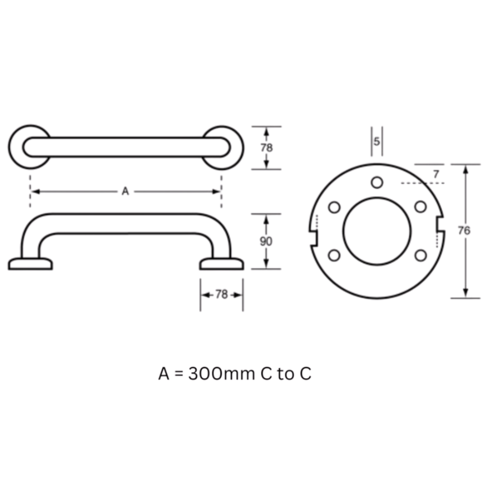 300mm Straight Grab Rail in Designer Black - MLR327_DESIGNER