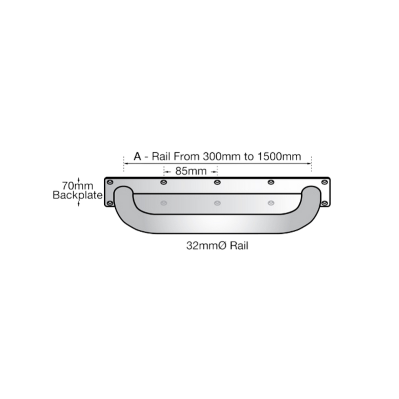 450mm Anti-Ligature Straight Grab Rail in Satin Stainless Steel - MLR330_AL