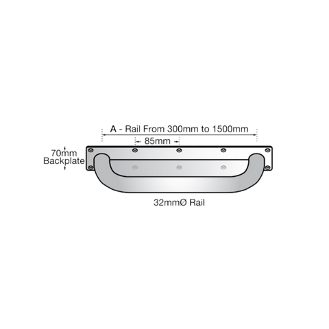 450mm Anti-Ligature Straight Grab Rail in Satin Stainless Steel - MLR330_AL