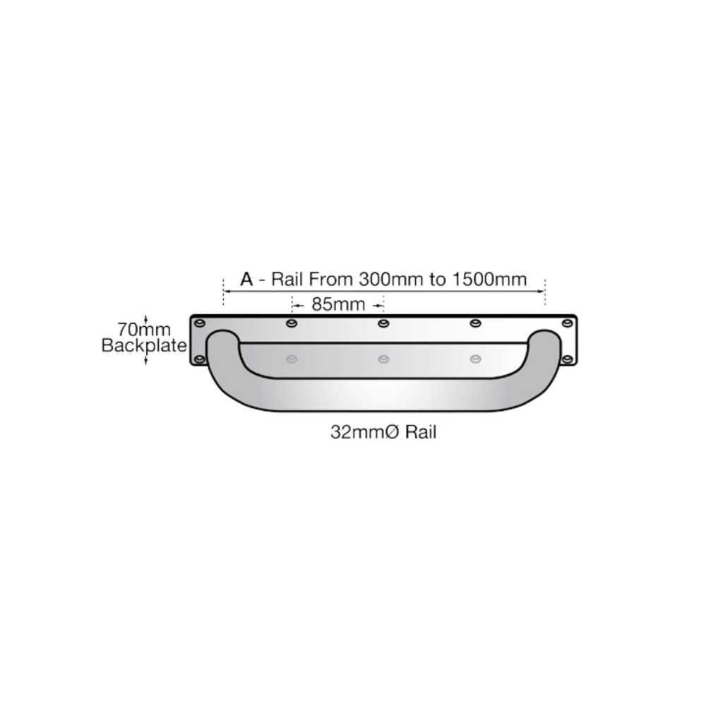 600mm Anti-Ligature Straight Grab Rail in Satin Stainless Steel - MLR331_AL