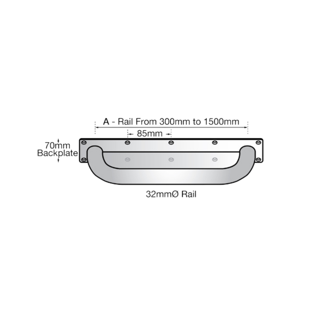 750mm Anti-Ligature Straight Grab Rail in Satin Stainless Steel - MLR332_AL