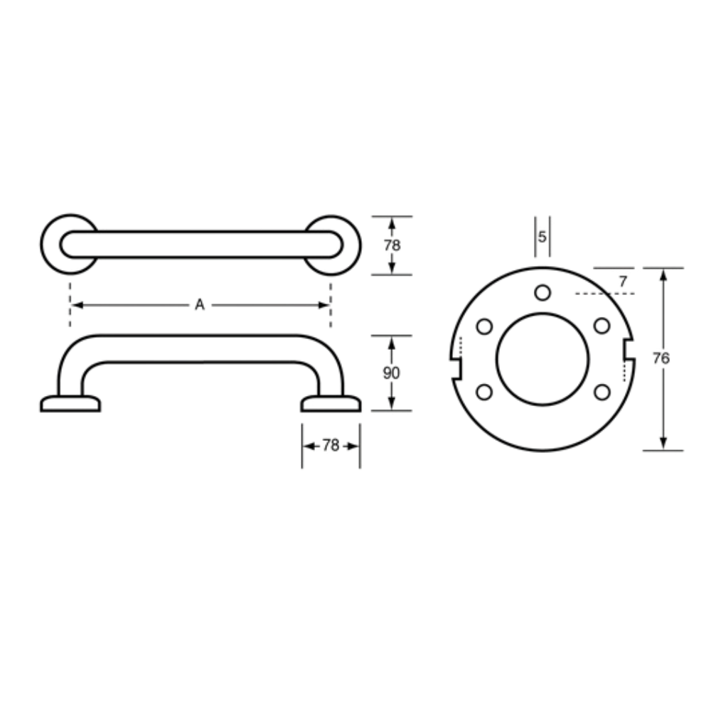 900mm Straight Bariatric Grab Rail in Satin Stainless Steel - MLRB_333_SS