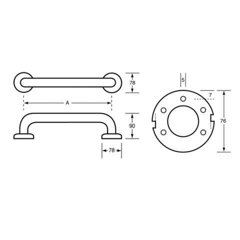 900mm Straight Grab Rail in Designer Black - MLR333_DESIGNER