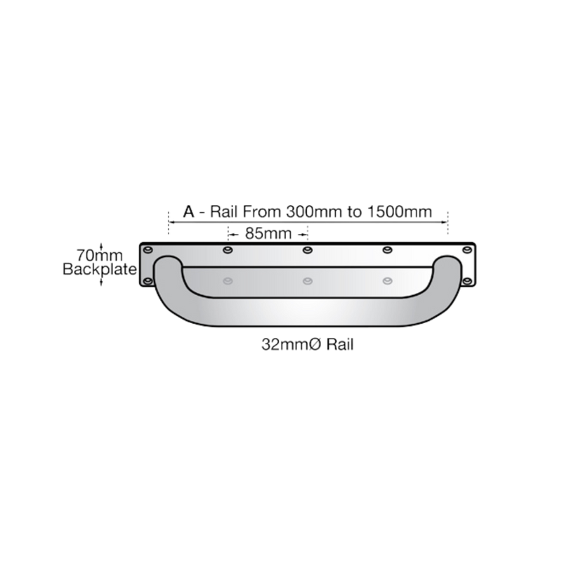 1500mm Anti-Ligature Straight Grab Rail in Satin Stainless Steel - MLR336_AL