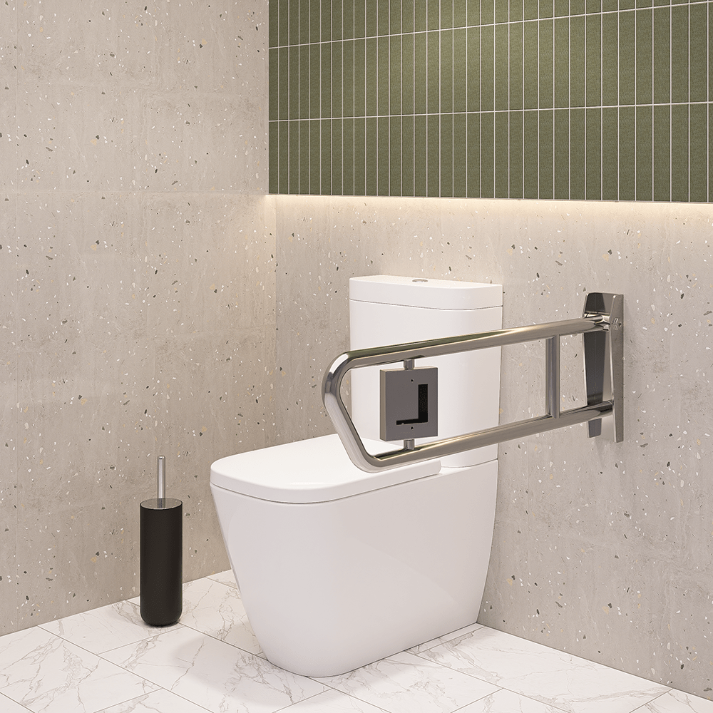 Universal Pull Down Grab Rail with Support Call Facility in Satin Stainless Steel - MLR50NCAL_UNI_SS