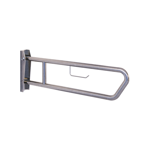 Pull Down Grab Rail with Toilet Roll Holder in Satin Stainless Steel - MLR50_TPH_SS