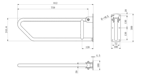 Click-Lock Pull Down Grab Rail in Satin Stainless Steel - MLR55_SS