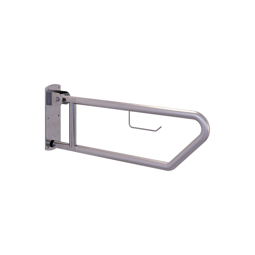 Pull Down Grab Rail with Toilet Roll Holder - Peened - MLR55_TPH_PEEN