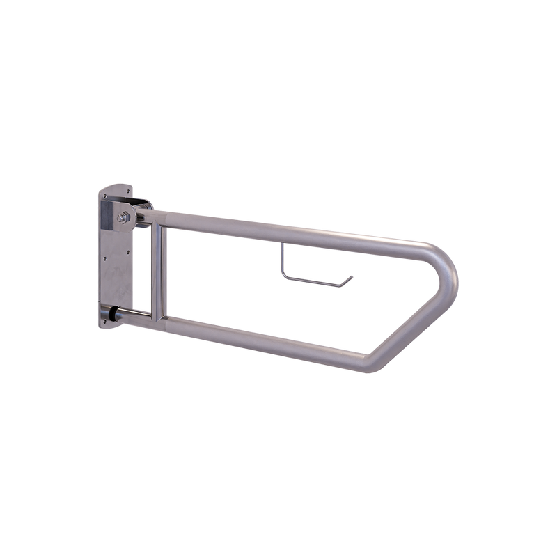 Pull Down Grab Rail with Toilet Roll Holder - Peened - MLR55_TPH_PEEN