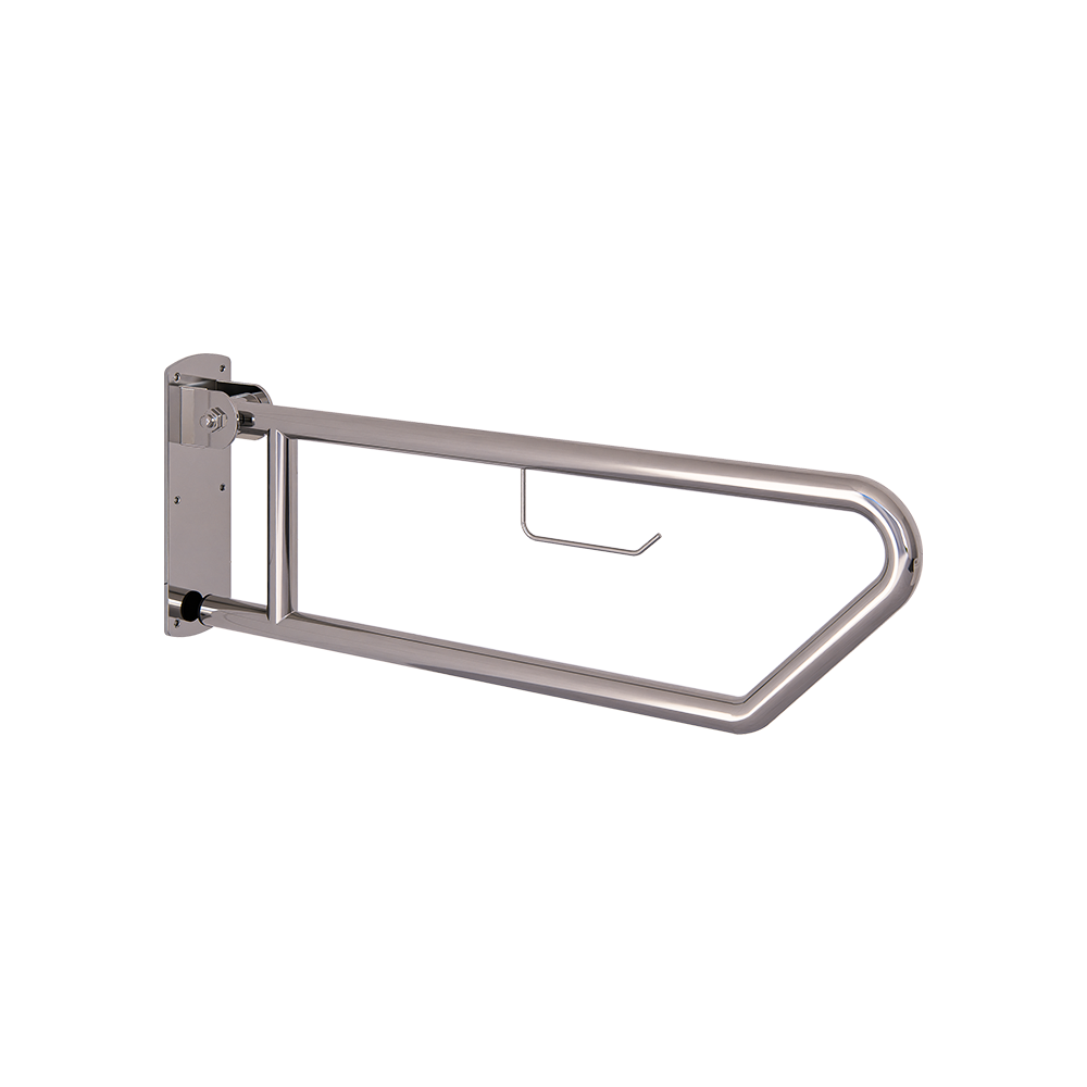 Click-Lock Pull Down Grab Rail with Toilet Roll Holder in Polished Stainless Steel - MLR55_TPH_PSS