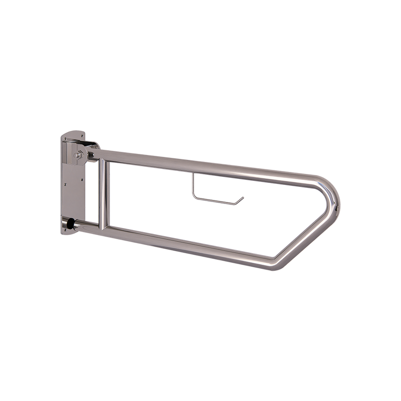 Click-Lock Pull Down Grab Rail with Toilet Roll Holder in Polished Stainless Steel - MLR55_TPH_PSS