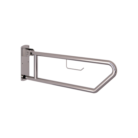 Click-Lock Pull Down Grab Rail with Toilet Roll Holder in Polished Stainless Steel - MLR55_TPH_PSS