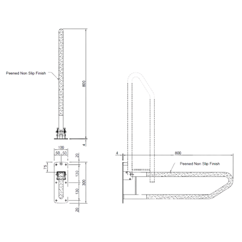 Drop Down Grab Rail - Peened - MLR55_PEEN
