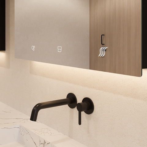 Integrated Mirror Cabinet (Includes Hand Dryer, Soap Dispenser & Paper Towel Dispenser) in Designer Black - ML_IMC3_LUX