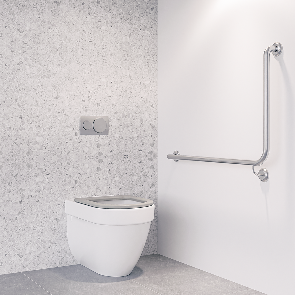90° Flush Mount Side Wall LH Grab Rail in Satin Stainless Steel - MLR103X_SS