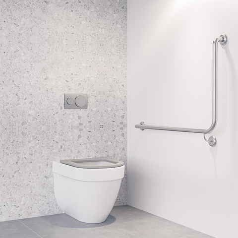 90° Flush Mount Side Wall LH Grab Rail in Satin Stainless Steel - MLR103X_SS