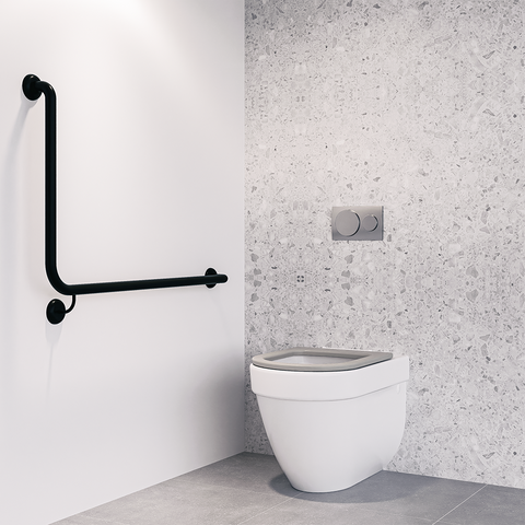 90° Flush Mount Side Wall RH Grab Rail in Designer Black - MLR104X_DESIGNER