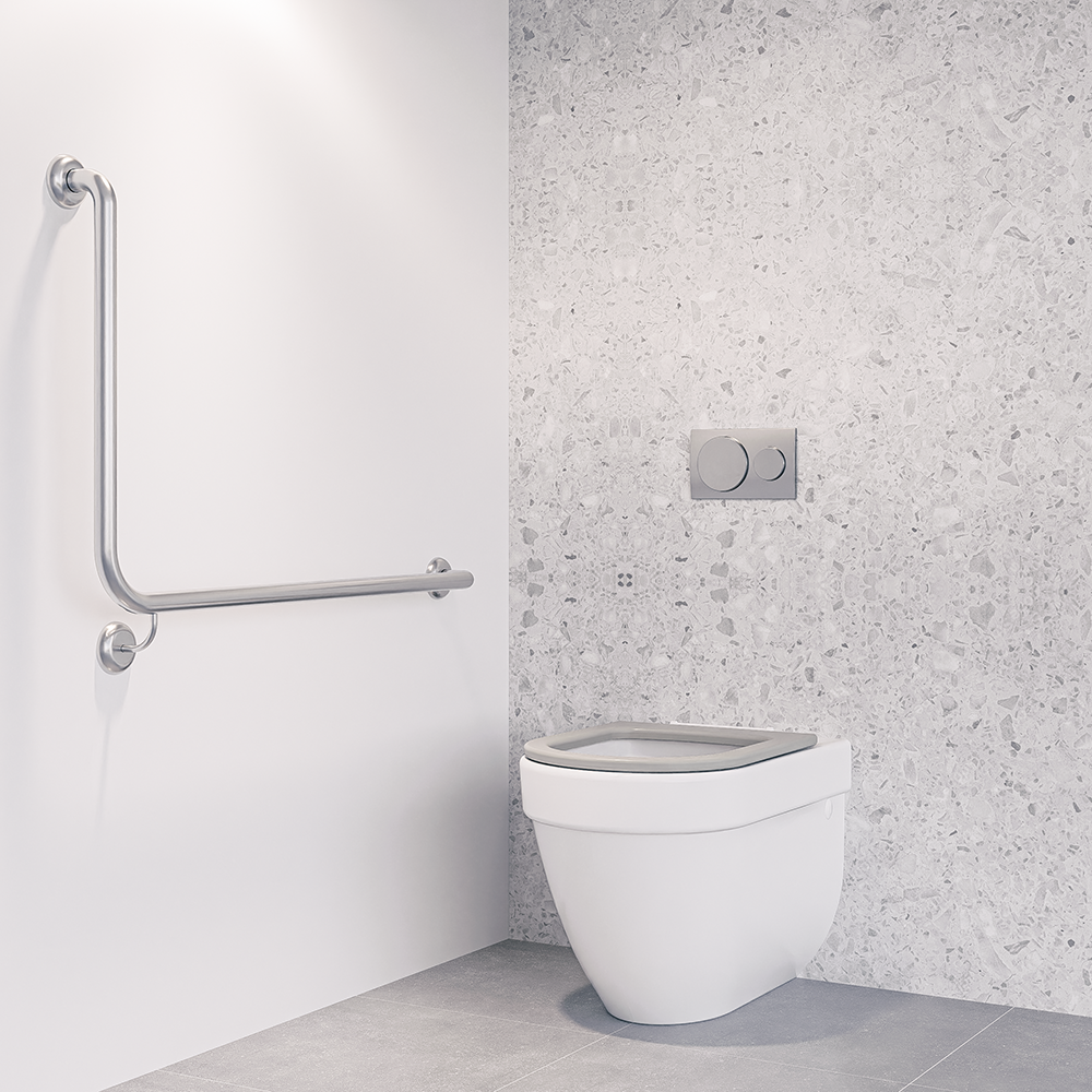 90° Flush Mount Side Wall RH Grab Rail in Satin Stainless Steel - MLR104X_SS