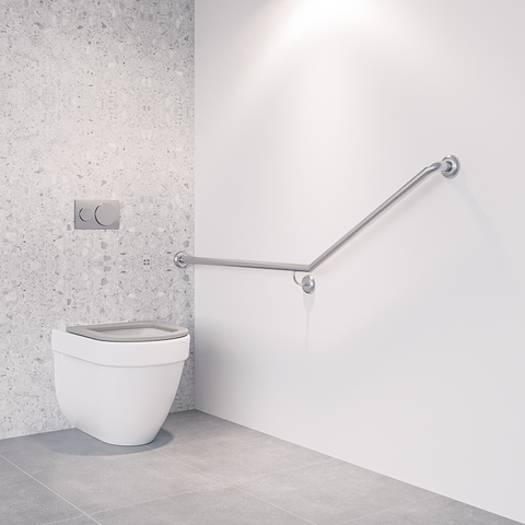 30° Flush Mount Rear/Side Wall LH Grab Rail in Satin Stainless Steel - MLR105X_SS