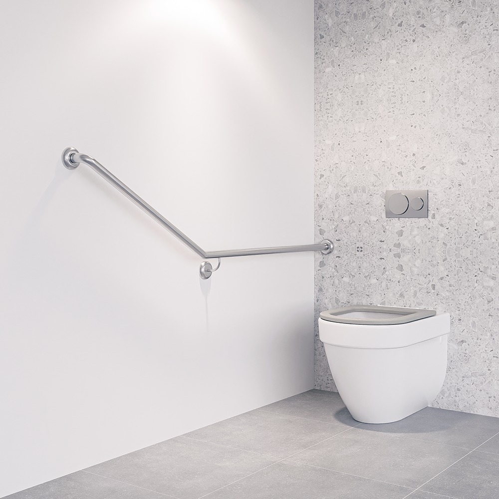 30° Flush Mount Rear/Side Wall RH Grab Rail in Satin Stainless Steel - MLR106X_SS