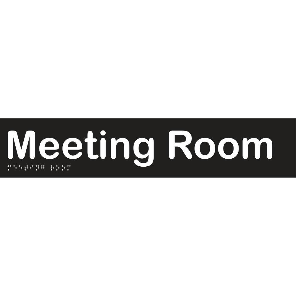 Meeting Room Braille Sign in Designer Black Vinyl - MLS16054_BLK