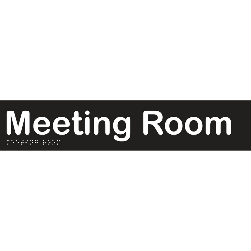 Meeting Room Braille Sign in Designer Black Vinyl - MLS16054_BLK