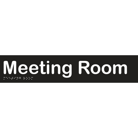 Meeting Room Braille Sign in Designer Black Vinyl - MLS16054_BLK