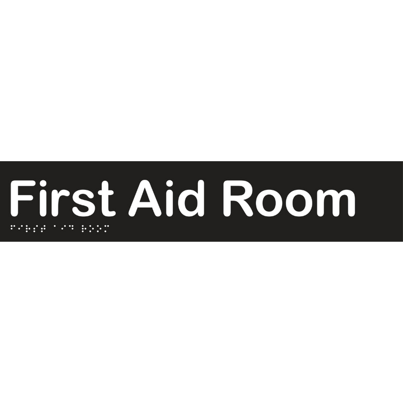 First Aid Room Braille Sign in Designer Black Vinyl - MLS16055_BLK