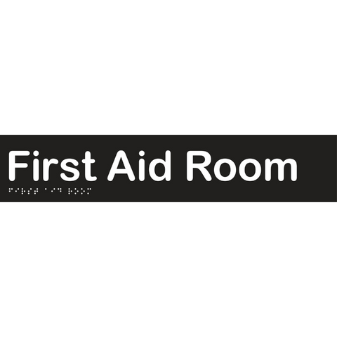 First Aid Room Braille Sign in Designer Black Vinyl - MLS16055_BLK