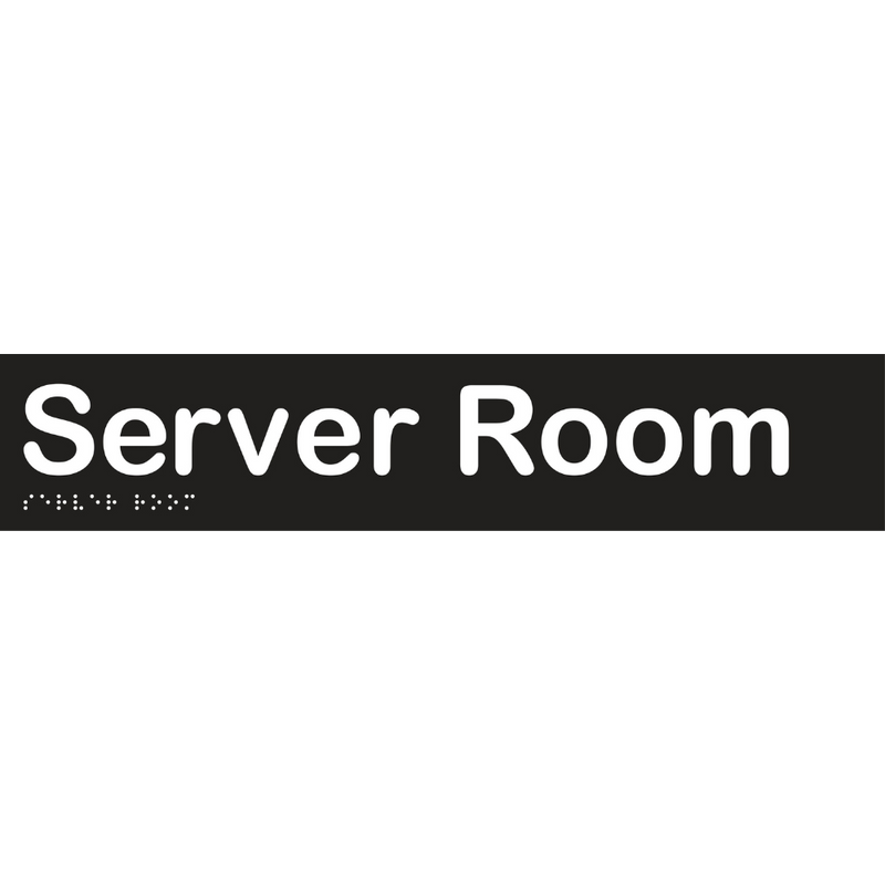 Server Room Braille Sign in Designer Black Vinyl - MLS16058_BLK