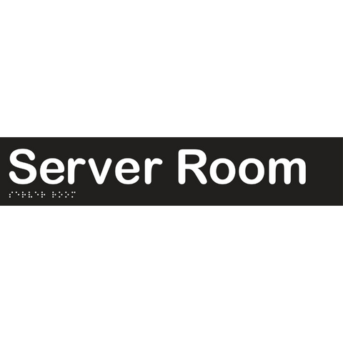 Server Room Braille Sign in Designer Black Vinyl - MLS16058_BLK