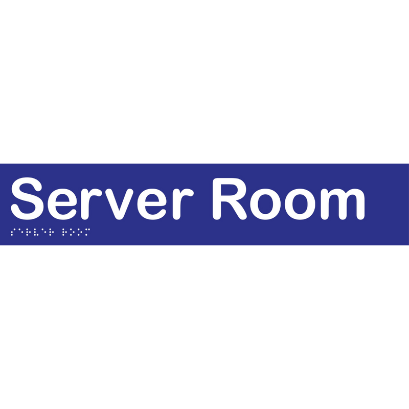 Server Room Braille Sign in Blue Vinyl - MLS16058_BLU