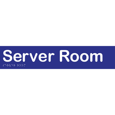 Server Room Braille Sign in Blue Vinyl - MLS16058_BLU