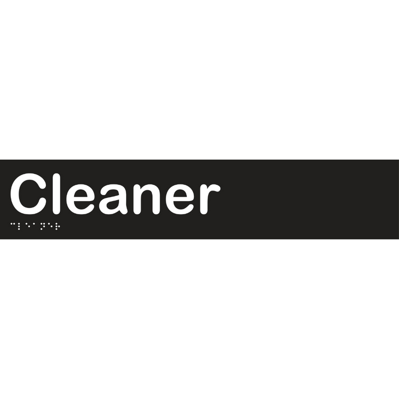 Cleaner Braille Sign in Designer Black Vinyl - MLS16091_BLK