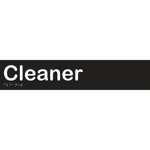 Cleaner Braille Sign in Designer Black Vinyl - MLS16091_BLK