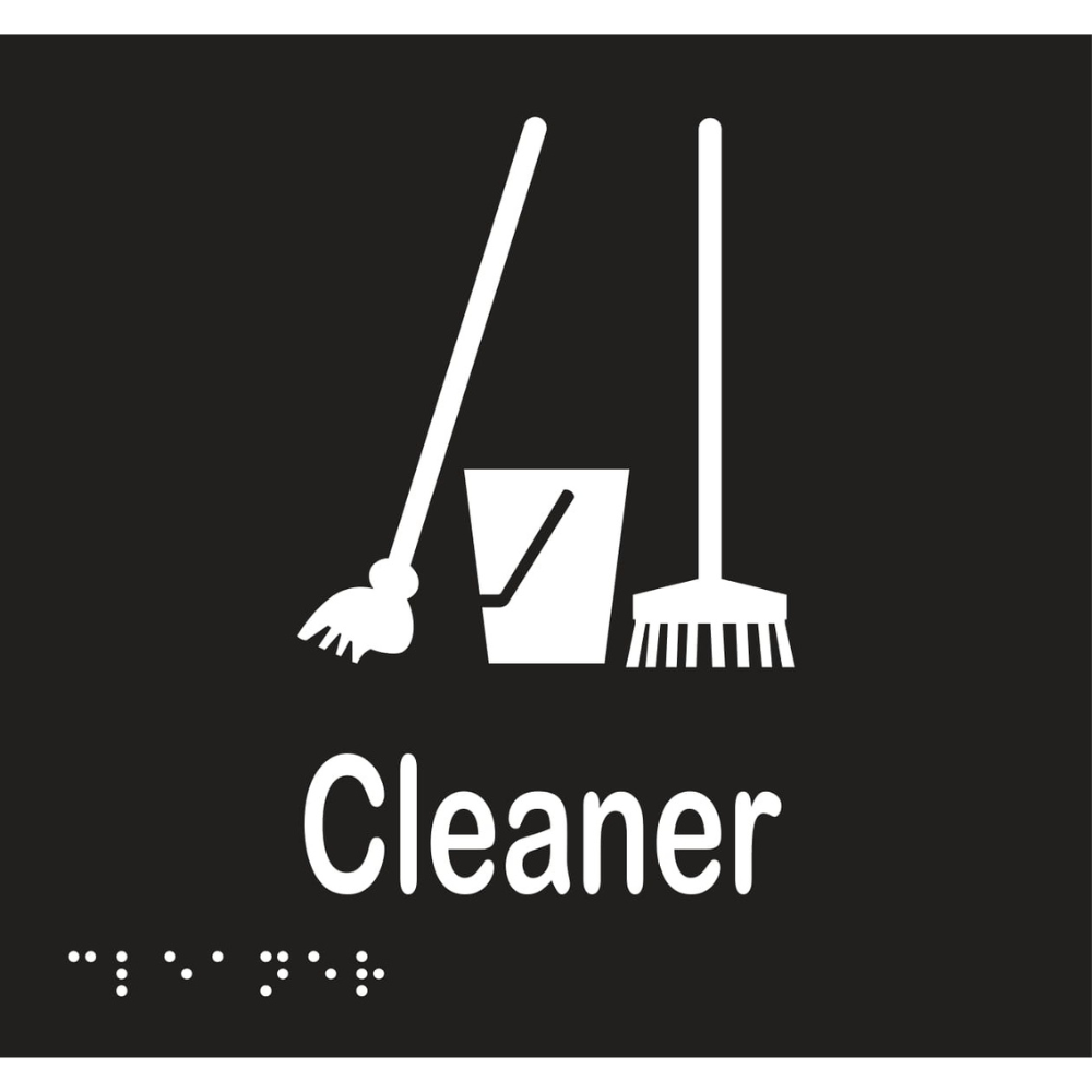 Cleaner Braille Sign in Designer Black Vinyl - MLS16092_BLK