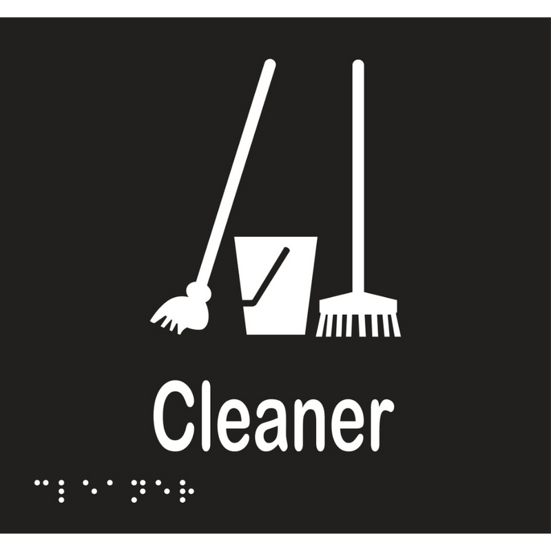 Cleaner Braille Sign in Designer Black Vinyl - MLS16092_BLK