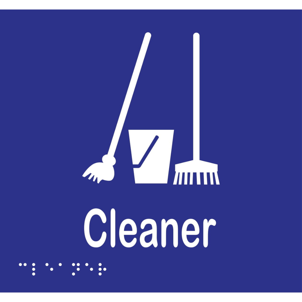 Cleaner Braille Sign in Blue Vinyl - MLS16092_BLU