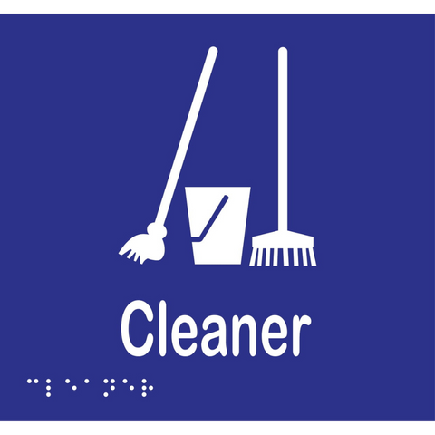 Cleaner Braille Sign in Blue Vinyl - MLS16092_BLU