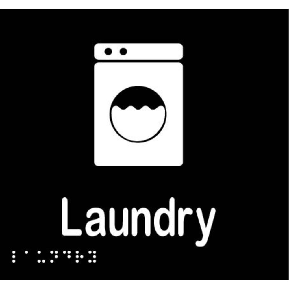 Laundry Braille Sign in Designer Black Vinyl - MLS16094_BLK