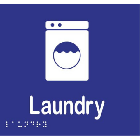Laundry Braille Sign in Blue Vinyl - MLS16094_BLU