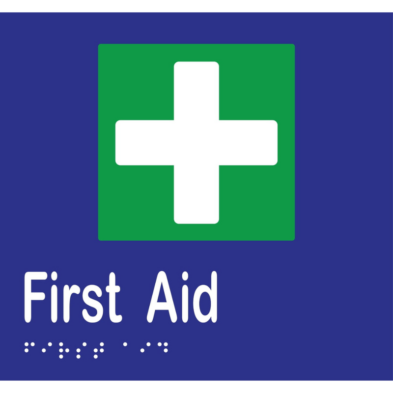 First Aid Braille Sign in Blue Vinyl - MLS16095_BLU