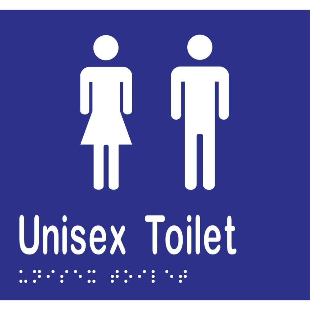 Unisex Toilet Braille Sign in Blue Vinyl - MLS16211_BLU