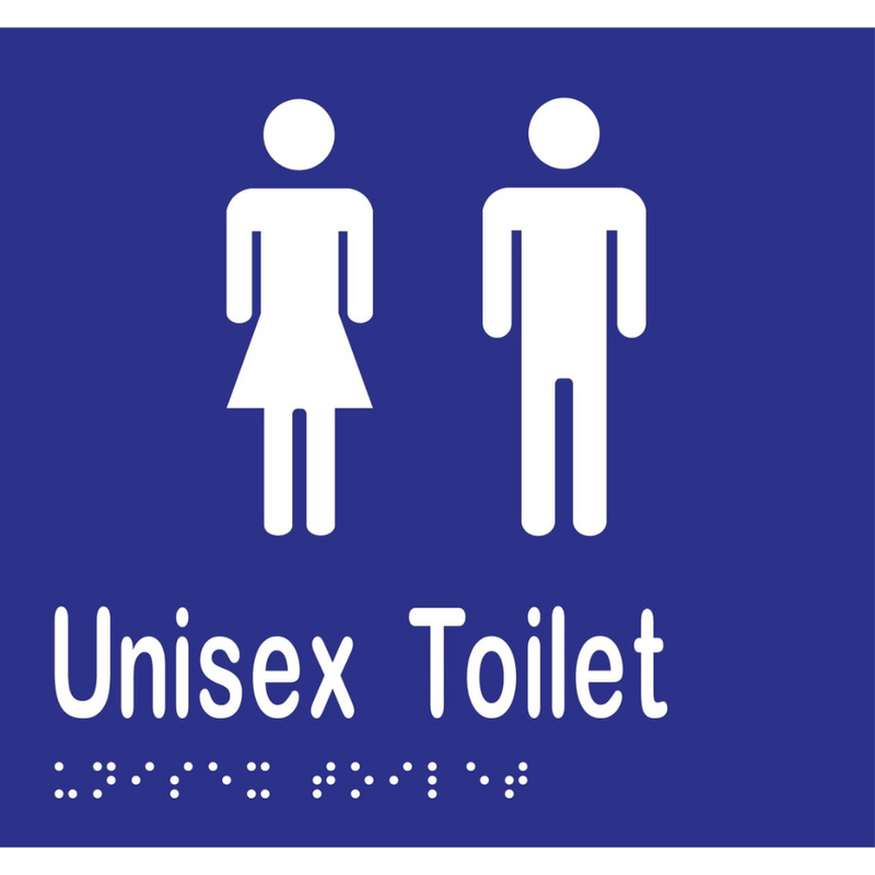 Unisex Toilet Braille Sign in Blue Vinyl - MLS16211_BLU