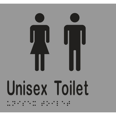 Unisex Toilet Braille Sign in Silver Vinyl - MLS16211_SIL