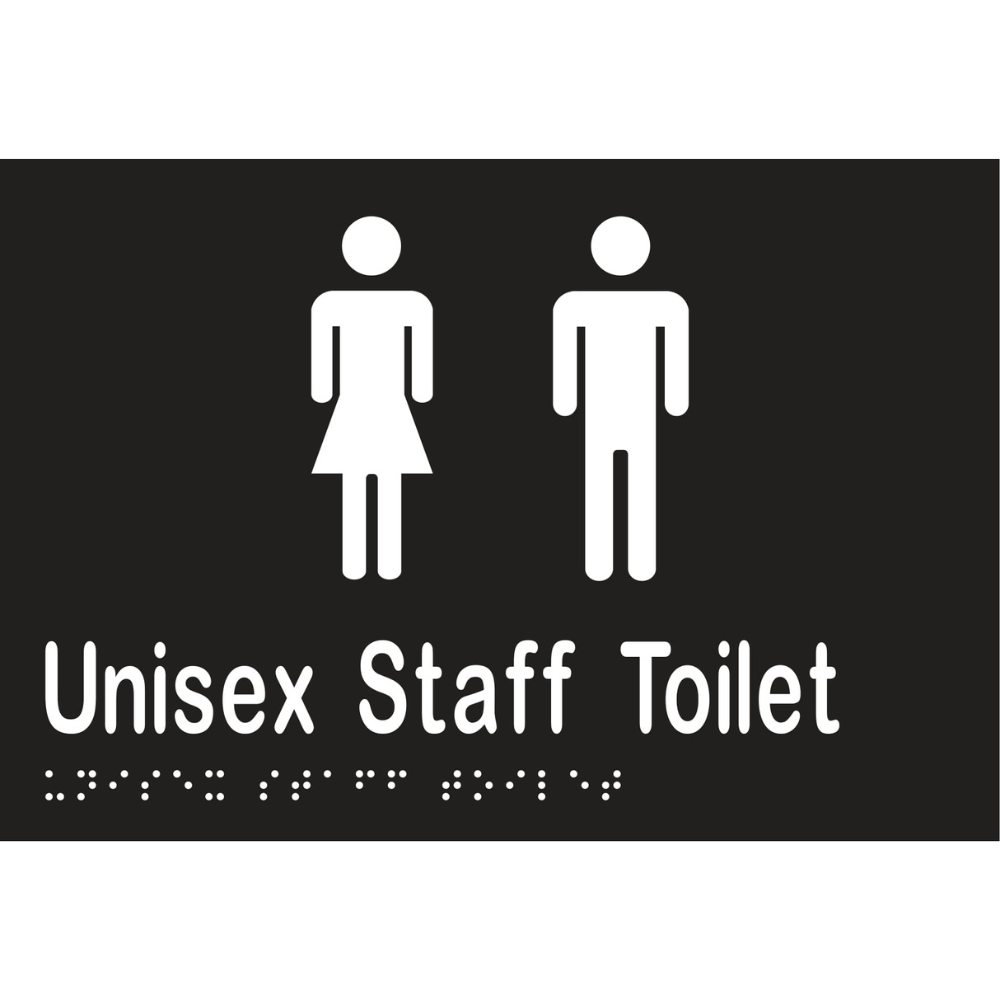 Unisex Staff Toilet Braille Sign in Designer Black Vinyl - MLS16214_BLK