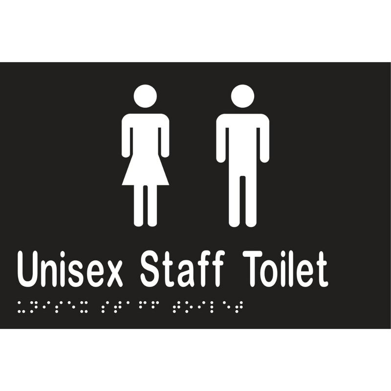 Unisex Staff Toilet Braille Sign in Designer Black Vinyl - MLS16214_BLK