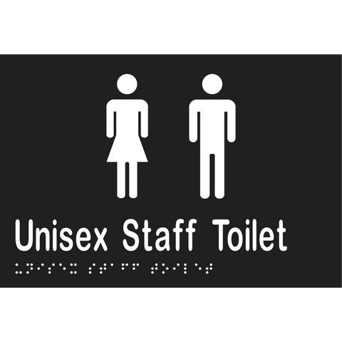 Unisex Staff Toilet Braille Sign in Designer Black Vinyl - MLS16214_BLK