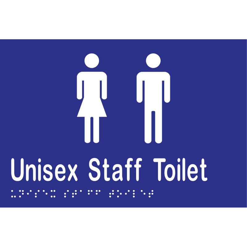 Unisex Staff Toilet Braille Sign in Blue Vinyl - MLS16214_BLU